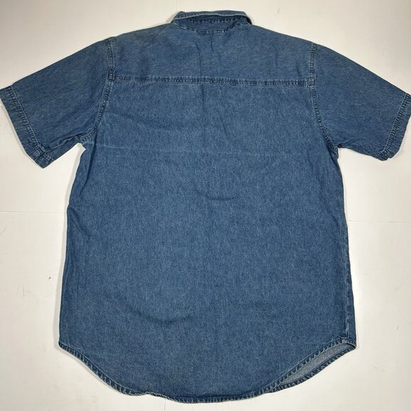 Vtg Mary Jane Denim Button Up Shirt Dark Wash Blue Embroidered Stars Flag Sz M - Picture 8 of 8